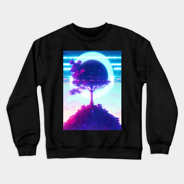 Synthwave - Tree - 002 Crewneck Sweatshirt by BottomsUpTee